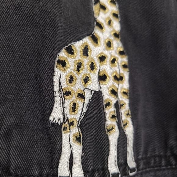 VTG LAS OLAS Button Up Top Large Short Sleeve Giraffe Animal Print 100% Cotton - Picture 6 of 10